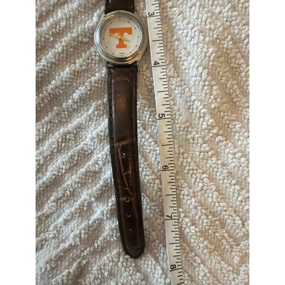 Women\'s Silver Tennessee Volunteers Stainless Steel Watch Brown Leather Band Vtg main image 8